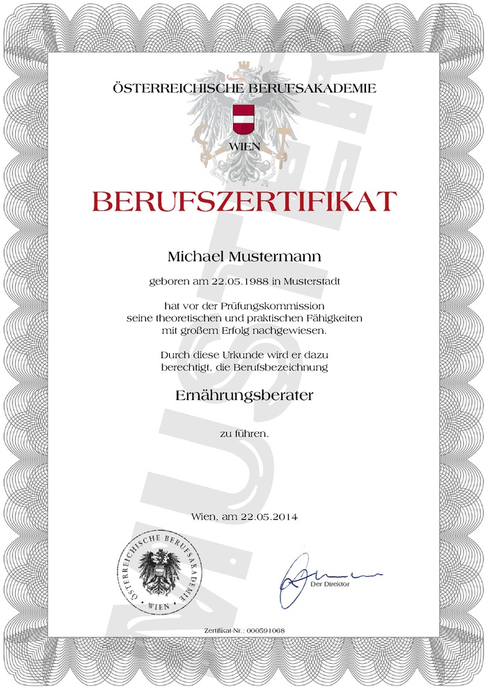 Berufszertifikat Österreich kaufen