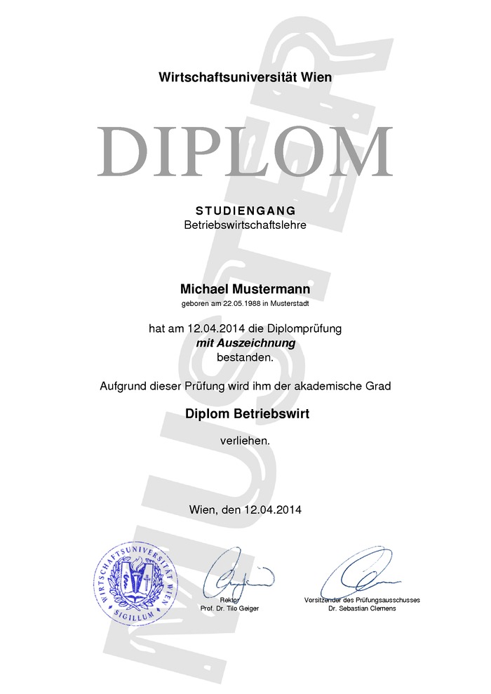 Diplom Urkunde kaufen - Muster 04