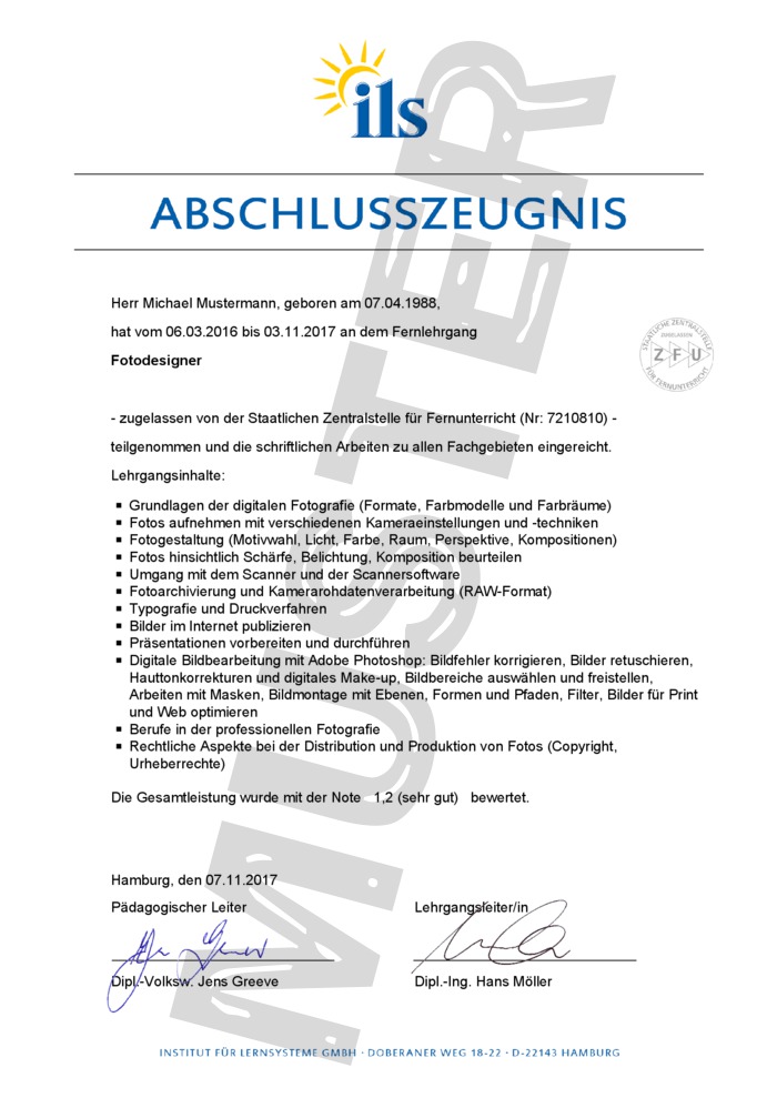 Fernschule ILS Abschluss-Zeugnis kaufen